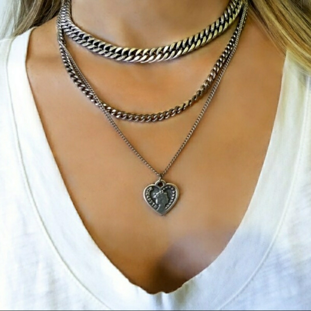 Layered Chunky Silver Necklaces
